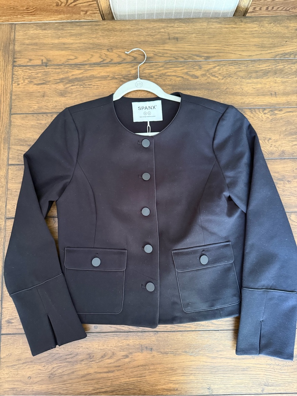 SPANX Black Round-Neck Button Jacket